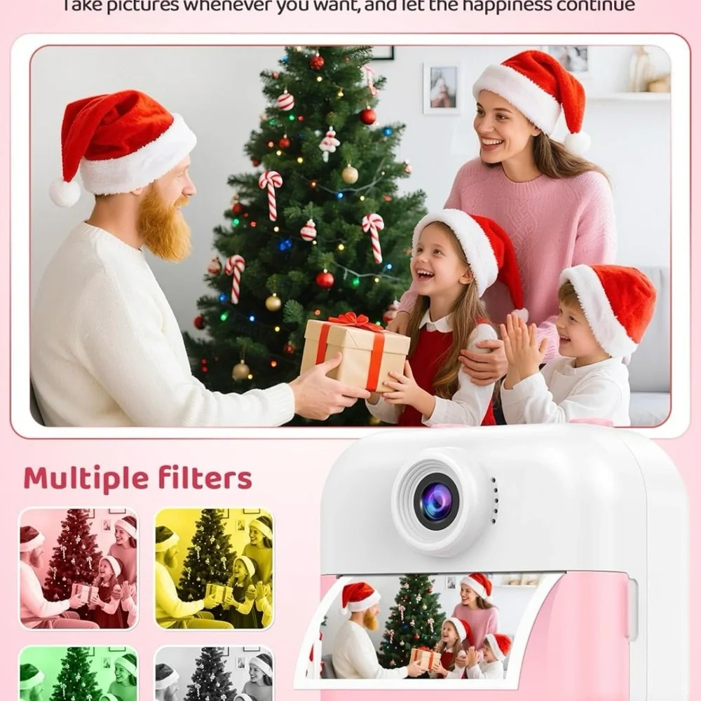 Kids Instant Print Camera - Pink & White